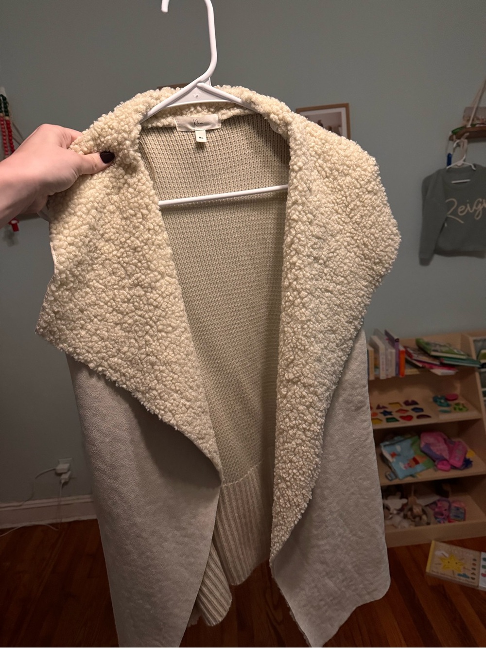 Cozy Cream Sherpa Open-Front Women's Sweater Vest